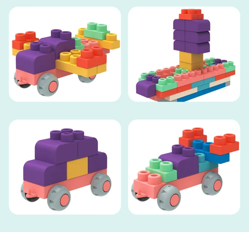 Baby Rubber Big Size Particle Bricks Toys DIY Building Blocks Big Brick Early Educational Large Soft Bricks Toy Bath For Toddler