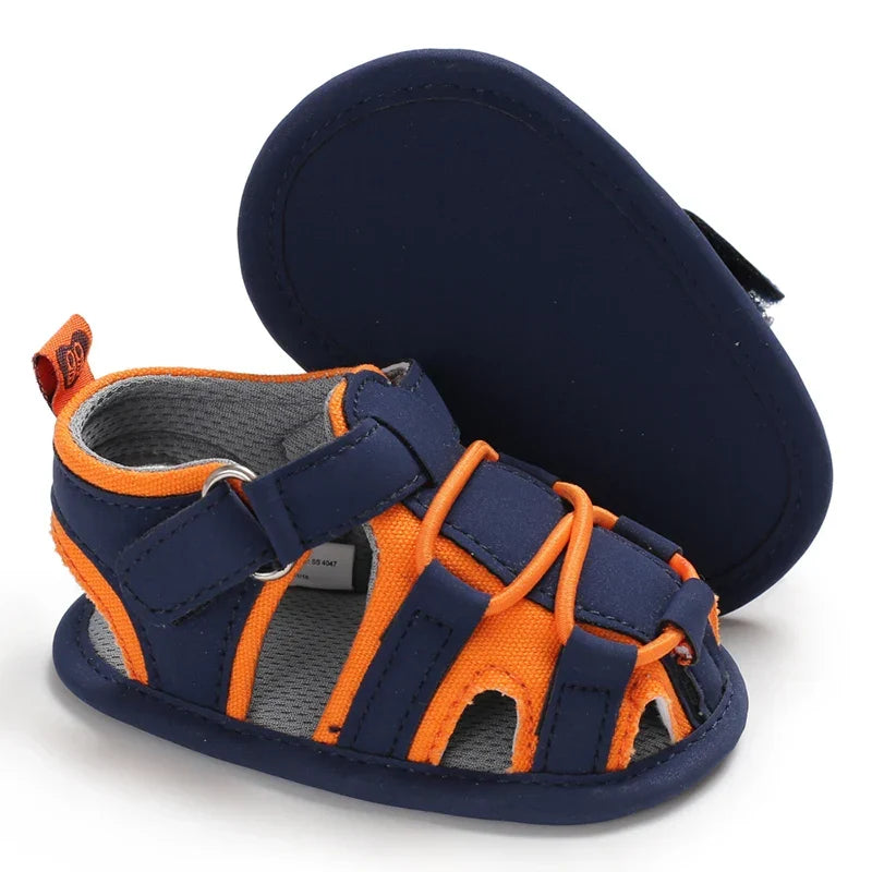 VALEN SINA Summer New Kids Newborn Baby Boys Fashion Summer Soft Crib Shoes First Walker Anti Slip Baotou Sandals Shoe