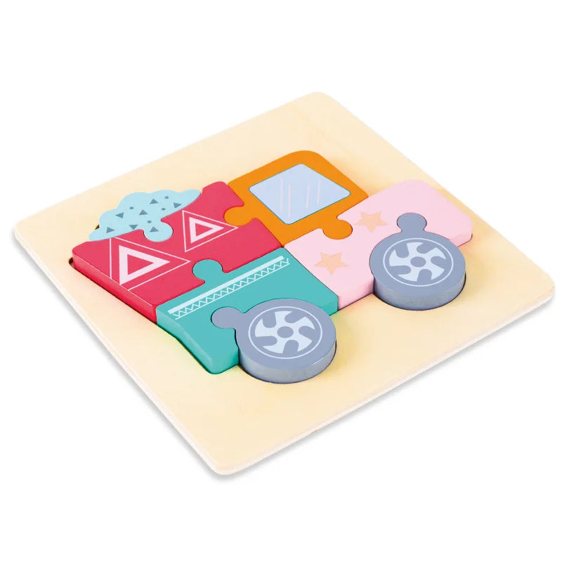 High Quality Baby 3D Wooden Puzzle Educational Toys Early Learning Cognition Kids Cartoon Grasp Intelligence Puzzle