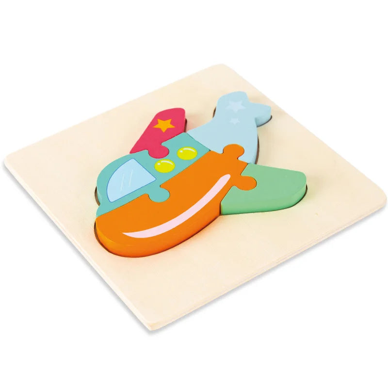 High Quality Baby 3D Wooden Puzzle Educational Toys Early Learning Cognition Kids Cartoon Grasp Intelligence Puzzle