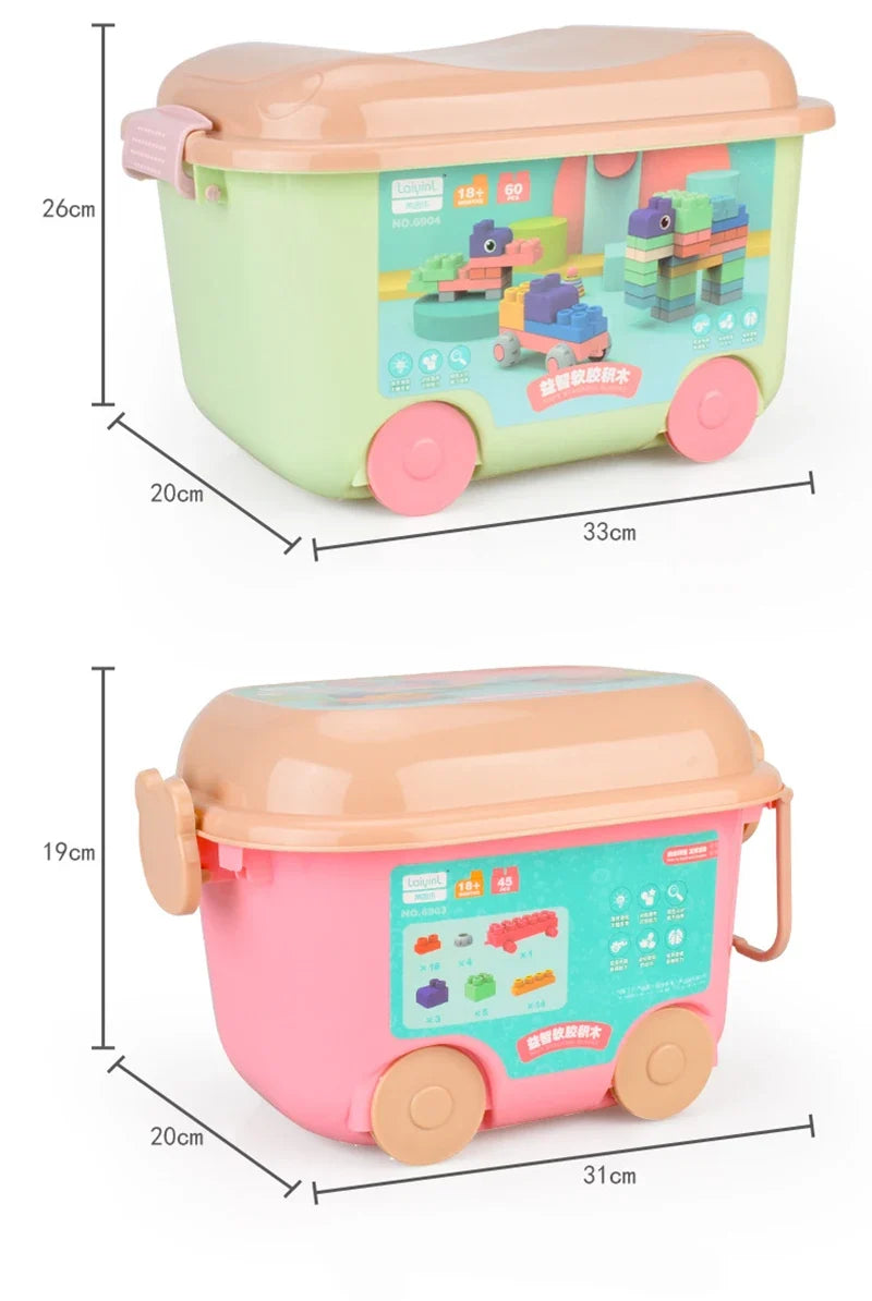 Baby Rubber Big Size Particle Bricks Toys DIY Building Blocks Big Brick Early Educational Large Soft Bricks Toy Bath For Toddler