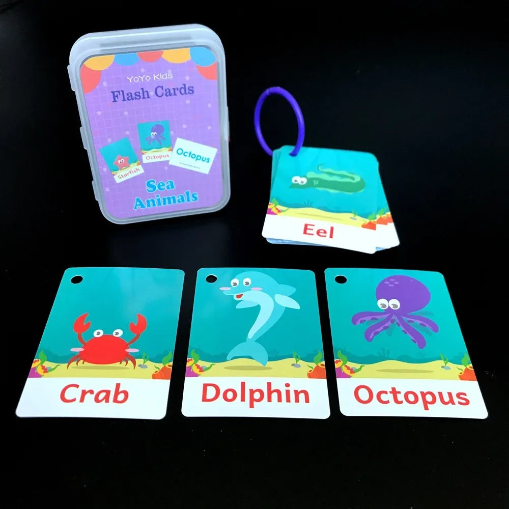 Kids Montessori Baby Learn English Word Card Flashcards Cognitive Educational Toys Picture Memorise Games Gifts for Children 29
