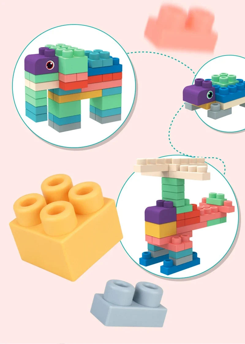 Baby Rubber Big Size Particle Bricks Toys DIY Building Blocks Big Brick Early Educational Large Soft Bricks Toy Bath For Toddler