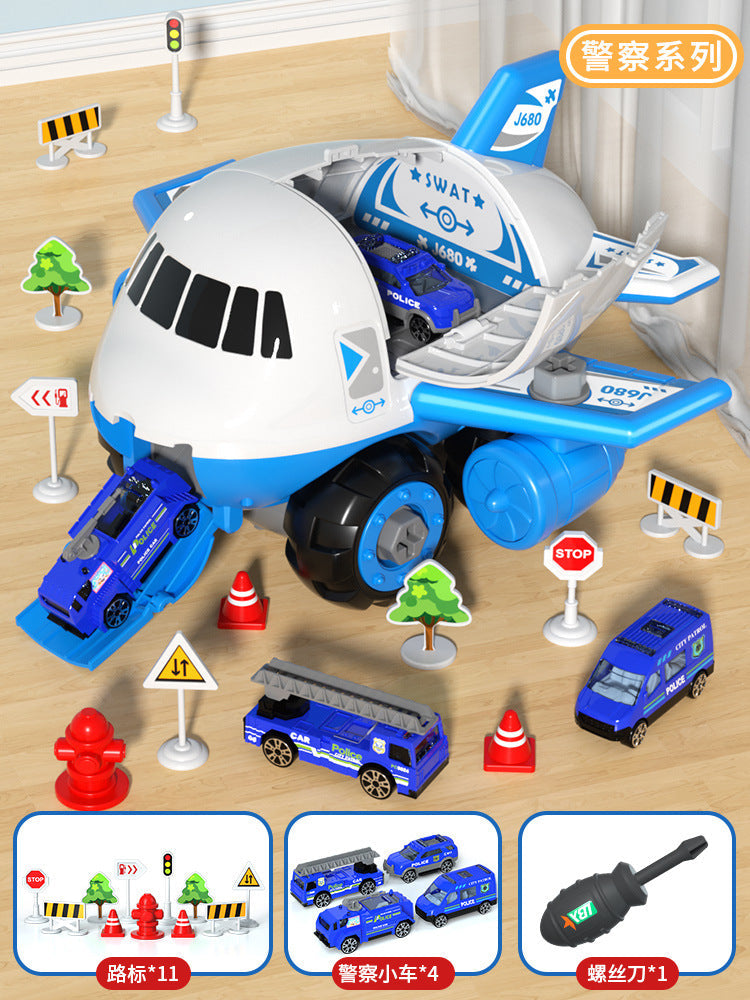 Modular Toy Airplane Children’s Educational Screw-Drilling Assemble Toy for Kids | Toddler Learning Building Tool for Boys with Inertia Engineering Car