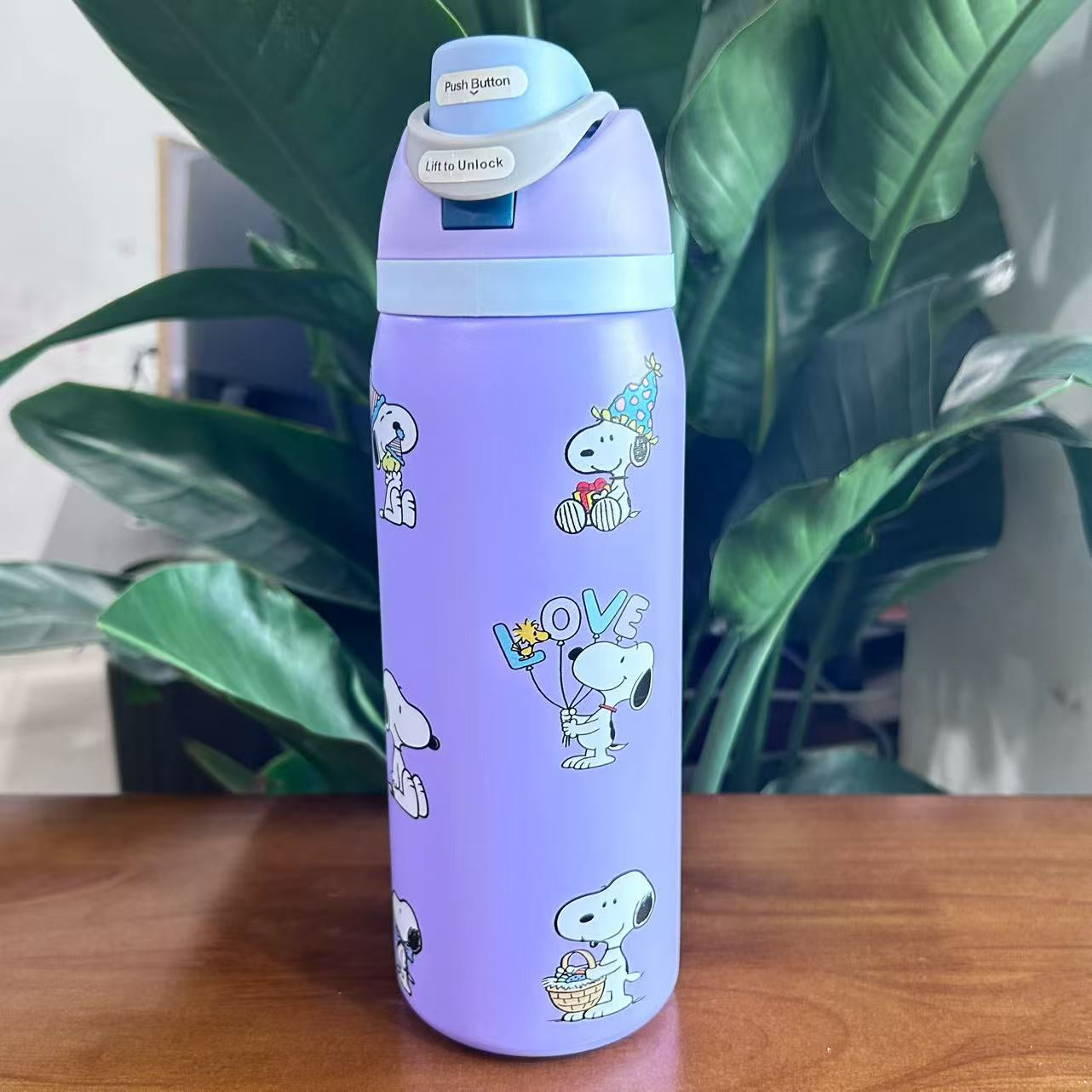 Cross-Border Fruit Cup Owala Style Thermos Cup Large Capacity Double-Layer Vacuum Sports Water Bottle Outdoor Handle Water Bottle