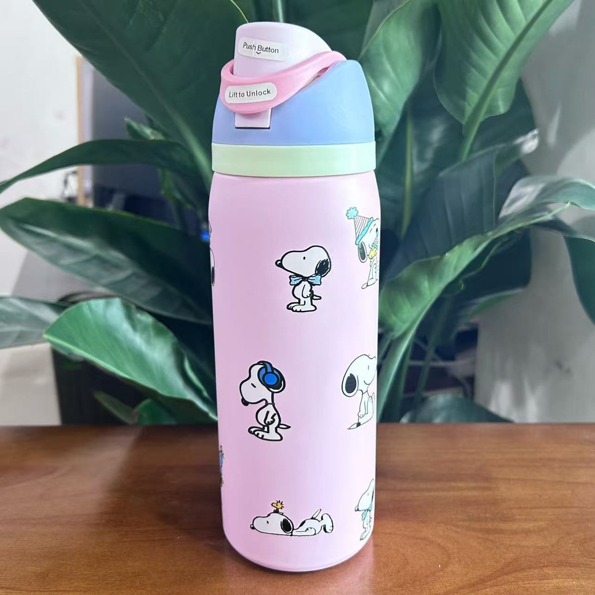 Cross-Border Fruit Cup Owala Style Thermos Cup Large Capacity Double-Layer Vacuum Sports Water Bottle Outdoor Handle Water Bottle