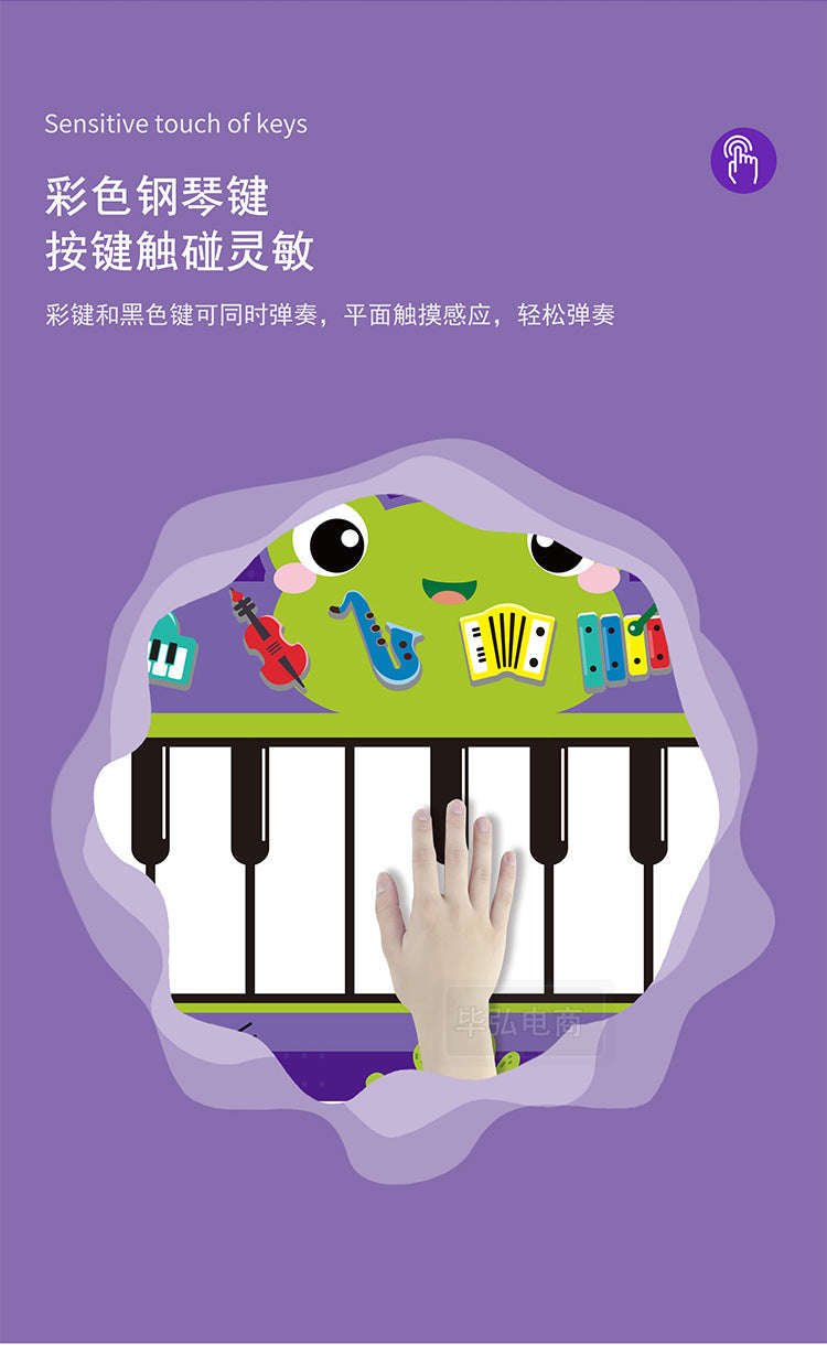 Baby Musical Piano Drum Play Mat 2 in 1 for Kids Toddlers Floor Keyboard Dance Mat with Sounds Baby Toy Music Blanket