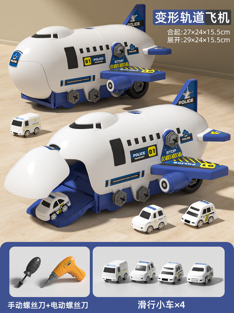 Modular Toy Airplane Children’s Educational Screw-Drilling Assemble Toy for Kids | Toddler Learning Building Tool for Boys with Inertia Engineering Car