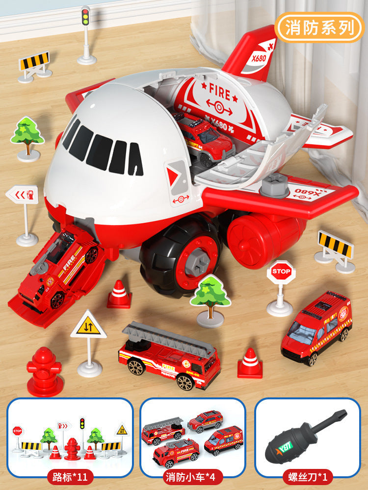 Modular Toy Airplane Children’s Educational Screw-Drilling Assemble Toy for Kids | Toddler Learning Building Tool for Boys with Inertia Engineering Car