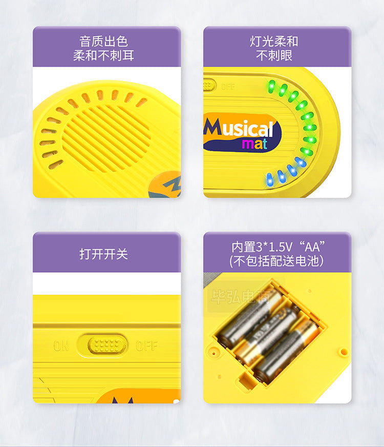 Baby Musical Piano Drum Play Mat 2 in 1 for Kids Toddlers Floor Keyboard Dance Mat with Sounds Baby Toy Music Blanket