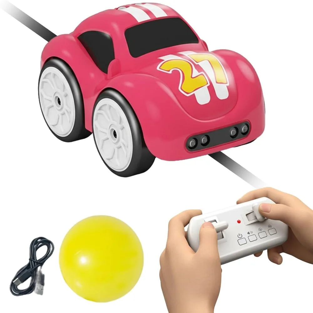Creative Gift Rc-Controlled Magic Follows Line Car with 5 Play Modes Rechargeable Magic Mini Bus Toy Pig Pattern Magic Mini Bus