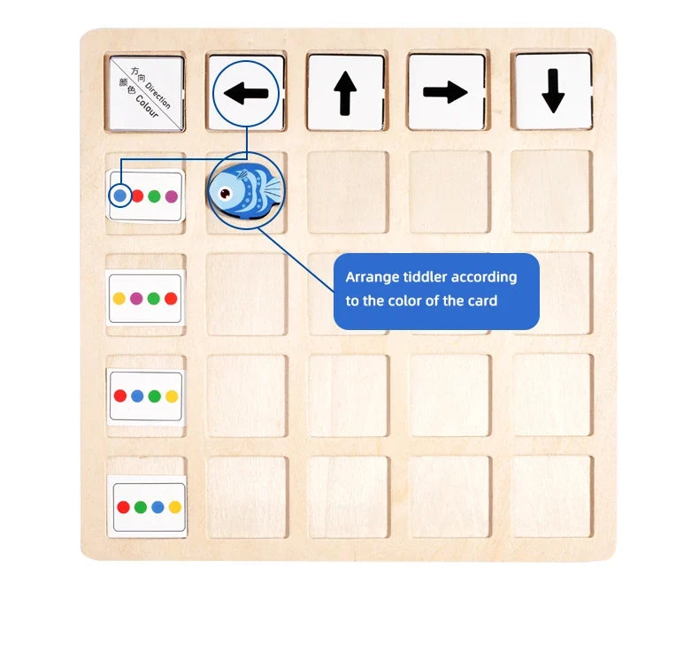 Children's Wooden Montessori Toys Kids Logical Thinking Training Direction Color Cognition Educational Battle Battle Board Game