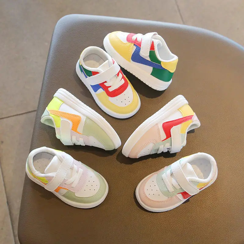 2024 new white shoes breathable baby boys' walking shoes color blocked baby girls' soft soled baby shoes baby shoes boy