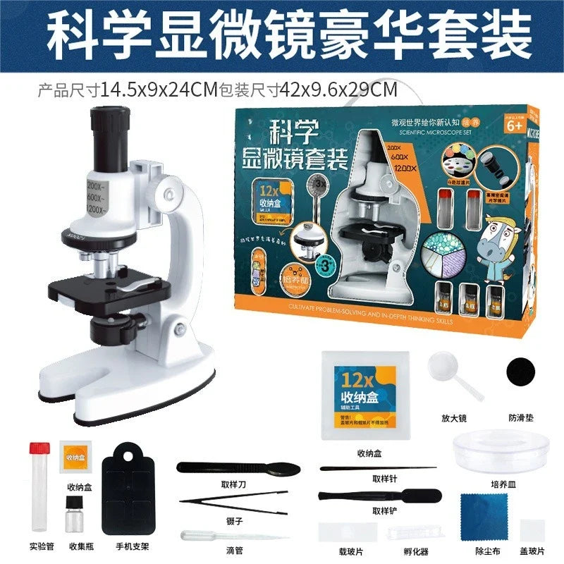 High definition 1200 times microscope toy set for primary and secondary school students science experiment puzzle science and