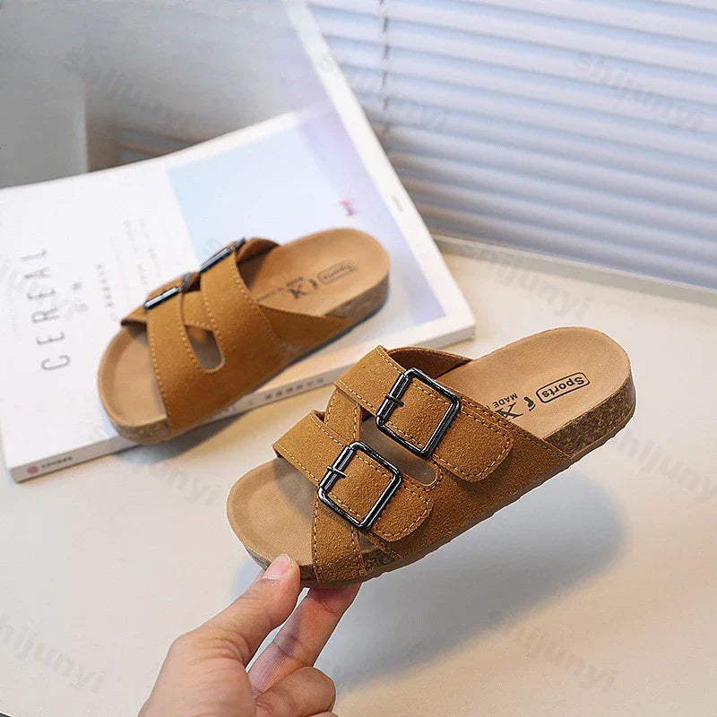 Children's Slippers 2025 Summer New Comfortable Non Slip Outdoor Fashion Boys Slippers Buckle Indoor Girls Kids Large Size 26-36