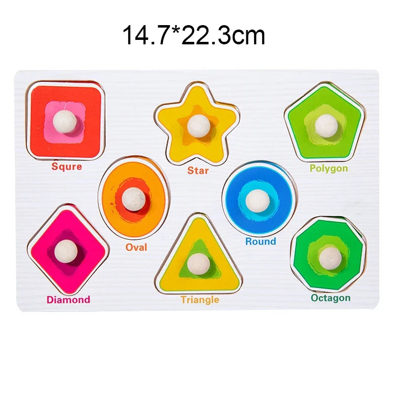 Montessori Toy Wooden Building Block Early Learning Educational Toy Color Shape Match Kids Puzzle Toys For Children Boys Girls
