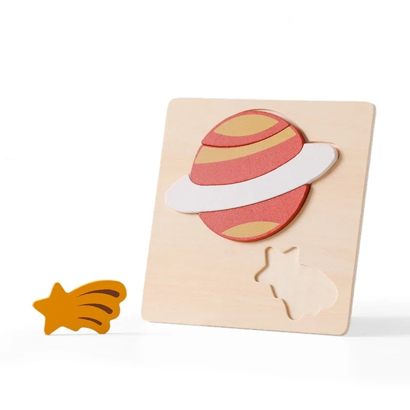 Baby Toys Montessori Wooden Puzzles Toys Cartoon Animal Shape Tangram Jigsaw Block Toys Kids Cognition Learning Educational Toys