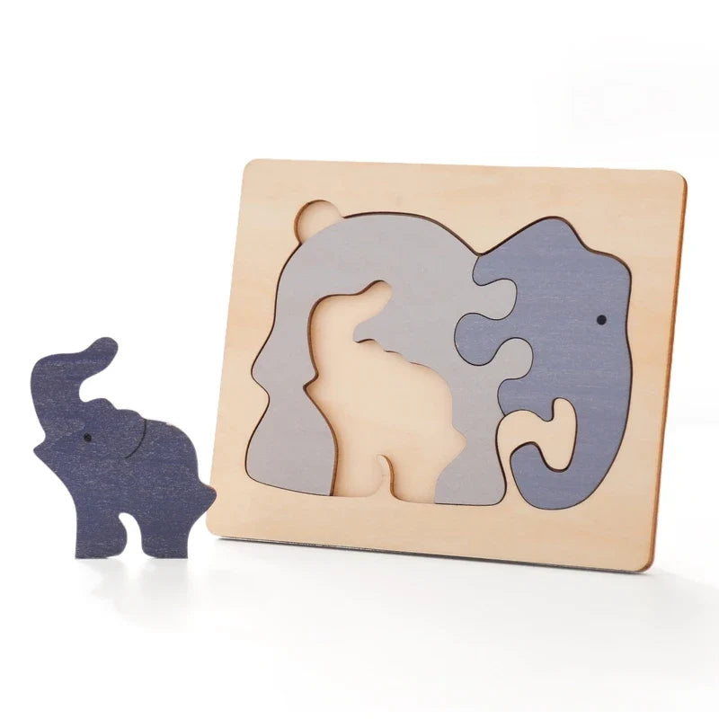 Wooden Puzzle Montessori Toys Baby Cartoon Ocean Animal Colorful Learning Education Block Toys Tangram Jigzaw Cognitive Kid Gift