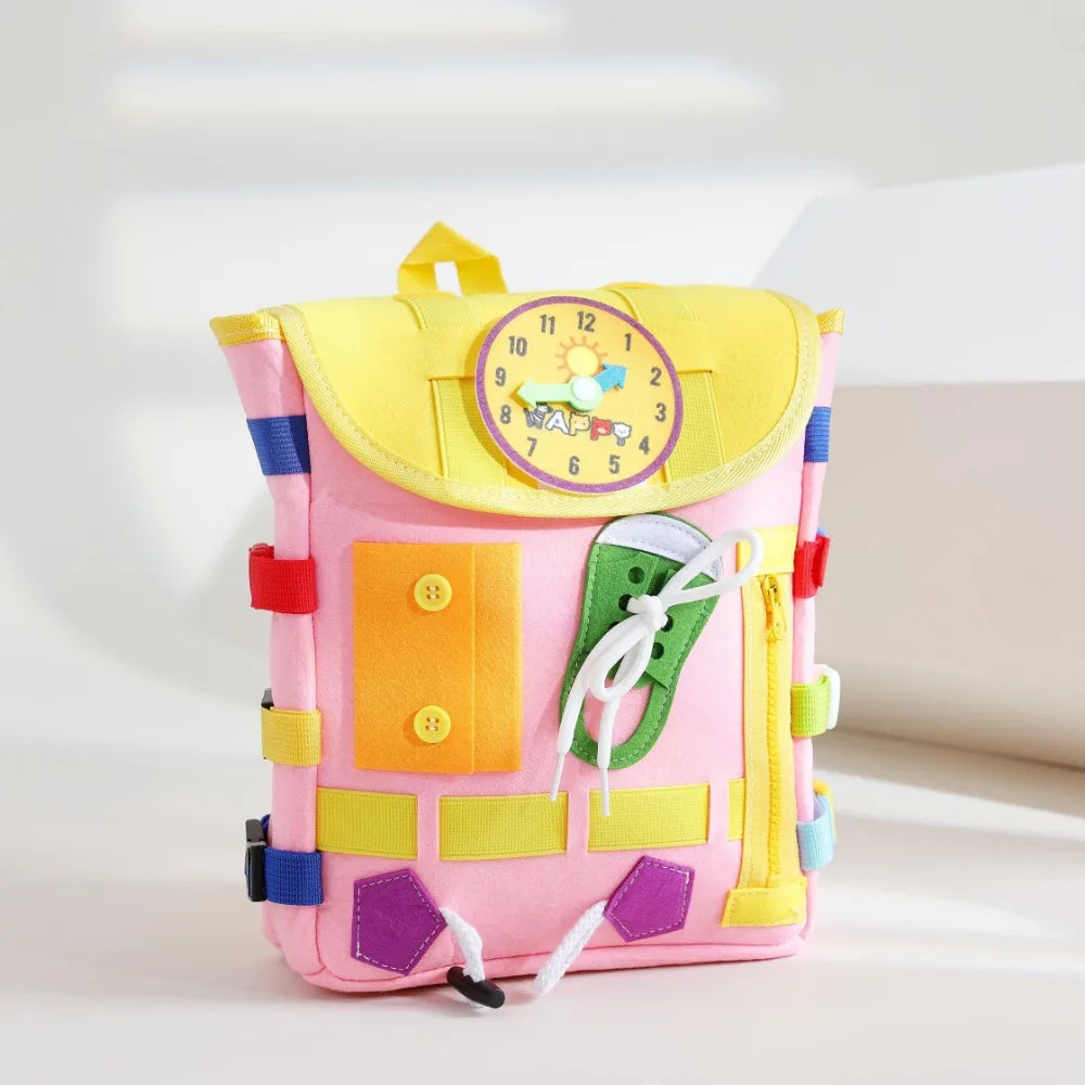 Develop Fine Motor Skills & Basic Life Skills with Busy Board Toddler Backpack - Learn To Tie Shoes & More Christmas Gifts