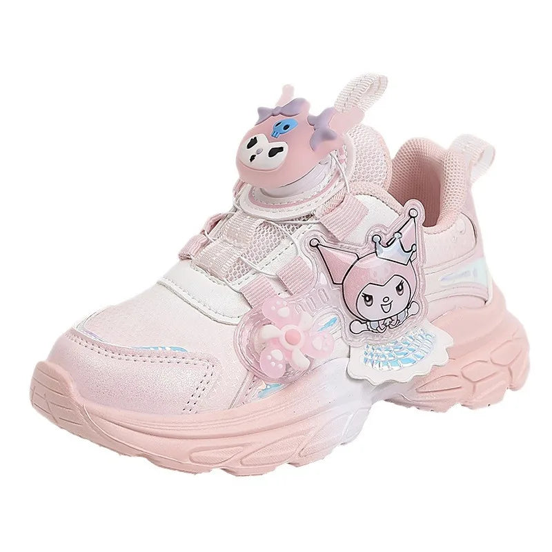 Princess-Themed Spring 2025 Children's Sports Shoes For Girls With Illuminating Buttons Breathable Design For School Campus