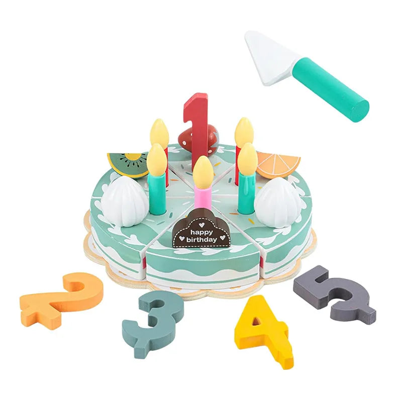 Wooden Pretend Play Kitchen Toys Coffee Machine Mixer Ice Cream Cake Toy Kids Play Food Teapot Cup Tea Set for Boys Girls Gifts
