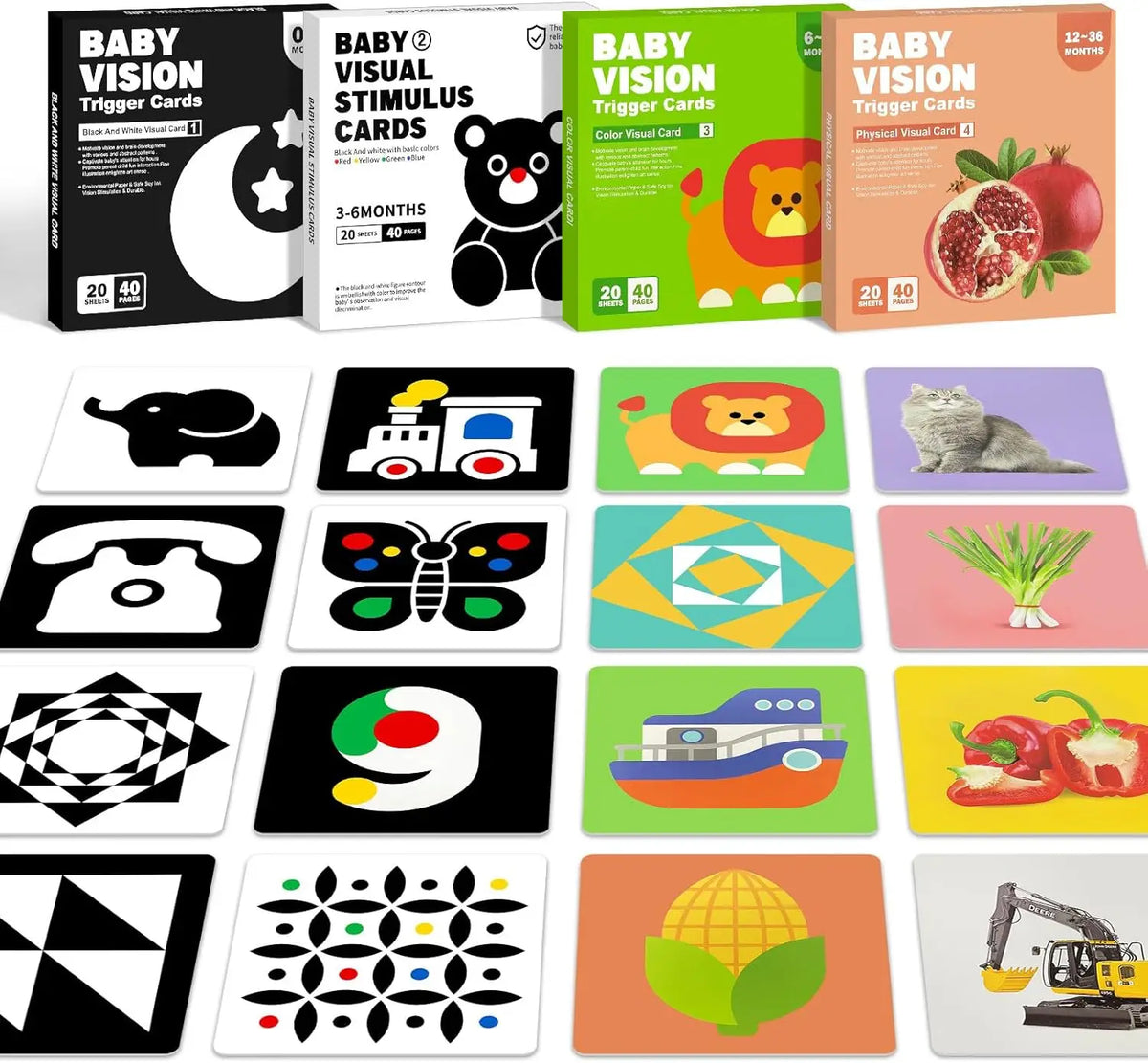 Flash Cards Baby Visual Stimulation Cards for Toddlers Sensory Development Early Education Learning Toys For Newborn Funny Gifts