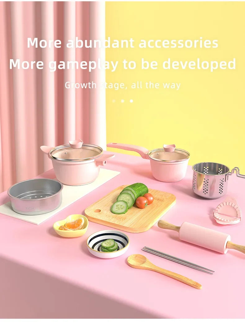 Children's Mini Kitchen Complete Cooking Girl Small Kitchen Set Children's Puzzle Play House Toys Real Cooking Food Set For Kids