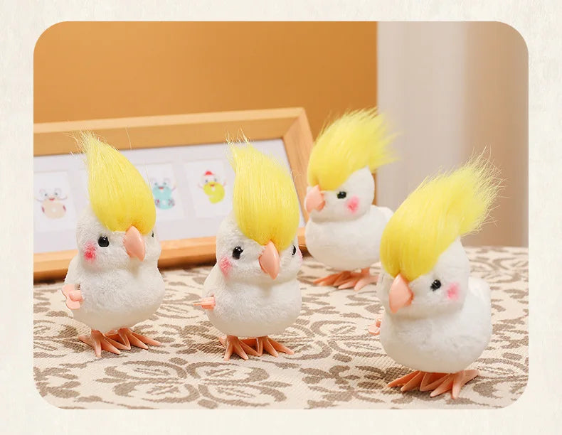 New Cute Jumping Parrot Chick Clockwork Toy Walking Simulation Plush Wind Up Vintage Toys for Kids 2 To 4 Years Old Toys Gift