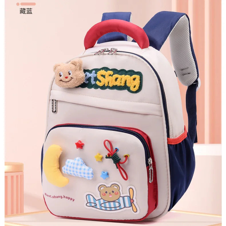 Cute School Bag for Girls Adorable Cartoon Bear Backpack Toddler Kids Backpack Lightweight Kindergarten Boys Children's Bag Gift