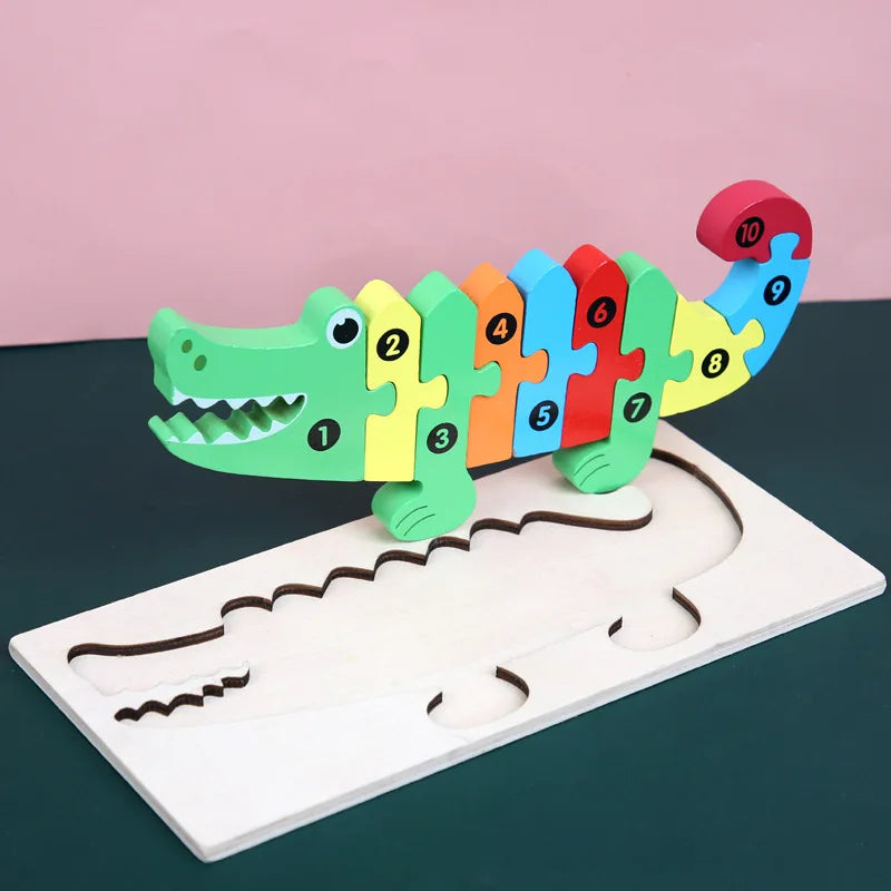 Wooden Baby 3d Puzzles For Kids Child Montessori Toys Dinosaur Animal Wooden Puzzle Game Educational Toys For Children P407