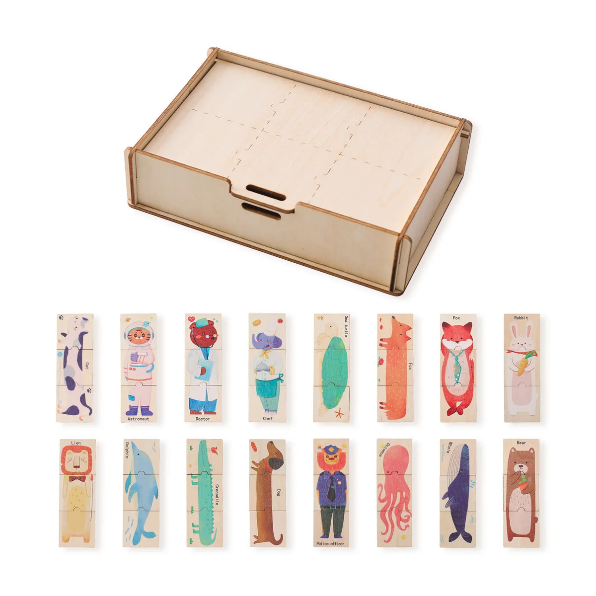 Wooden Puzzle 48PC Board Games Cartoon Animal Wooden Creative Puzzle Montessori Education Wooden Toys 3D Puzzles Learning Toys