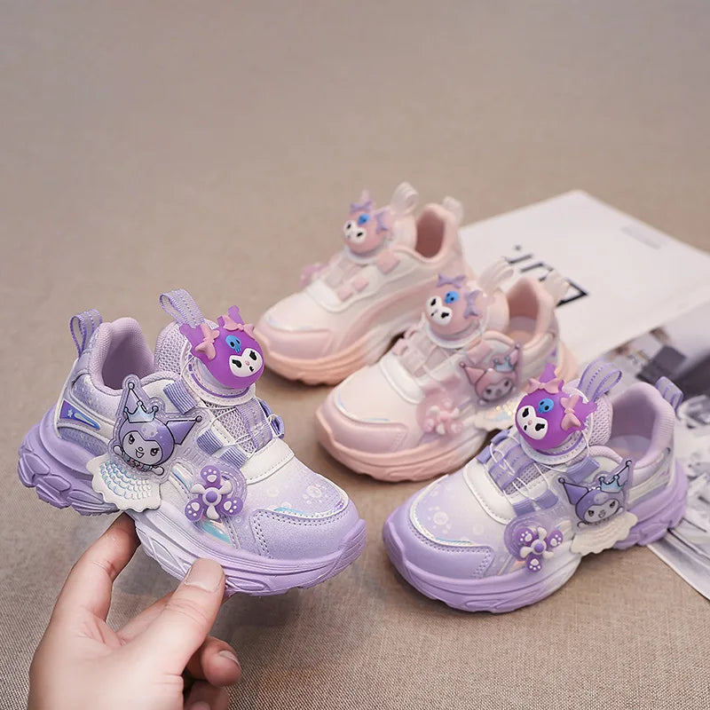 Princess-Themed Spring 2025 Children's Sports Shoes For Girls With Illuminating Buttons Breathable Design For School Campus