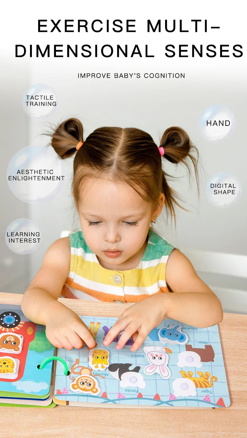 1pc Enlightenment Busy Book Paper Pasting Book Operation Board Baby Learning Children's Quiet Picture Books