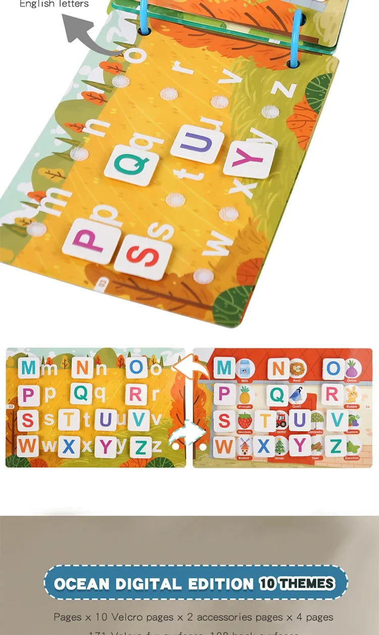 Early Education Puzzle Enlightenment Busy Book, Multiple Themes of Cognitive Tear-Off Toy Book, Early Development of Concentration and Hand-Eye Coordination