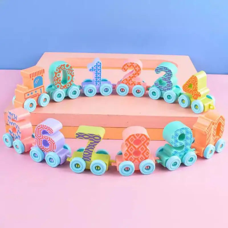 6/12PCS Montessori Children's Assembly Educational Toys Magnetic Digital Train Colorful Cognition Plastic Toy Learning Car