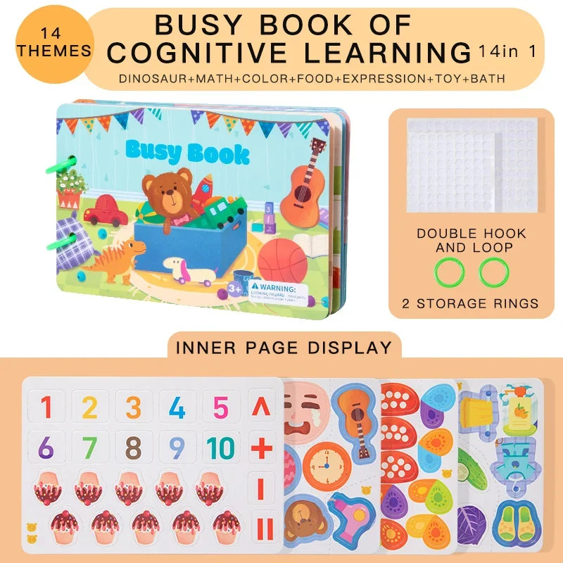 1pc Enlightenment Busy Book Paper Pasting Book Operation Board Baby Learning Children's Quiet Picture Books