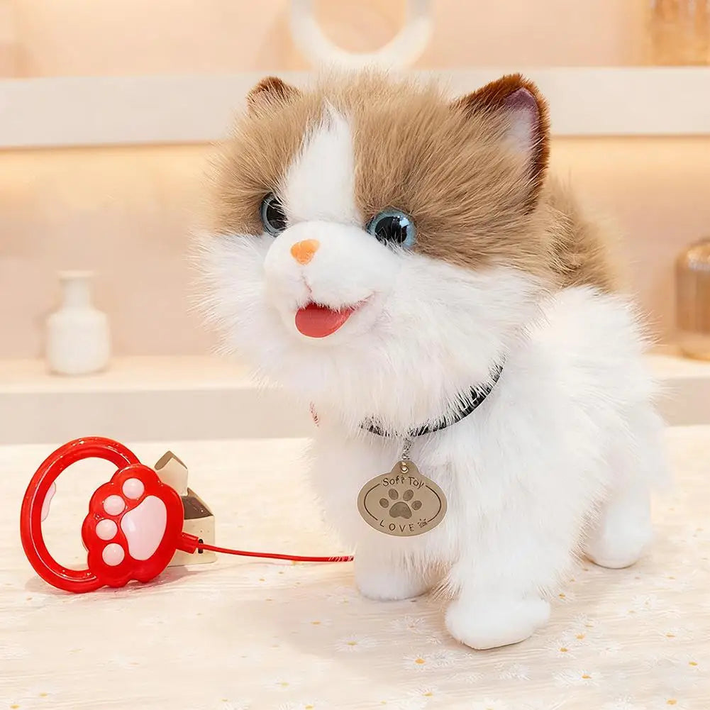 Interactive Plush Pet Toy with Walking Tail Wagging Voice Mimicry Touch Sensitive Remote Control Leash for Kids Gift