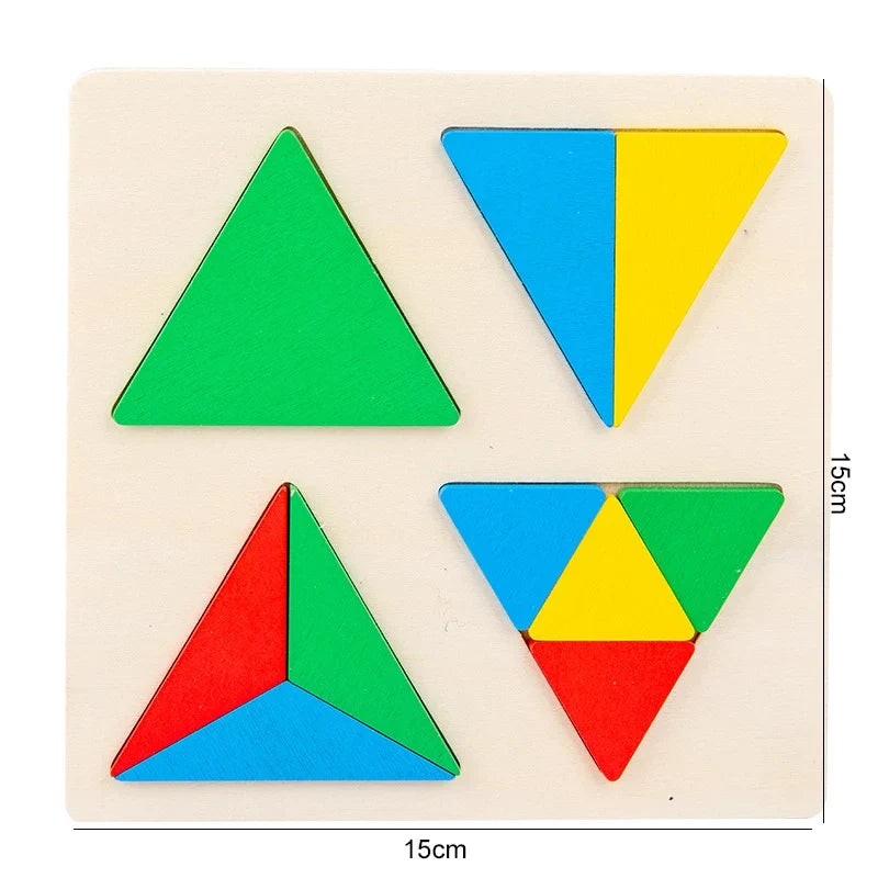 Wooden Puzzle Shape Matching Board Baby Montessori Early Education Toys Wooden Handgrip Board Educational Toys for Children TMZ