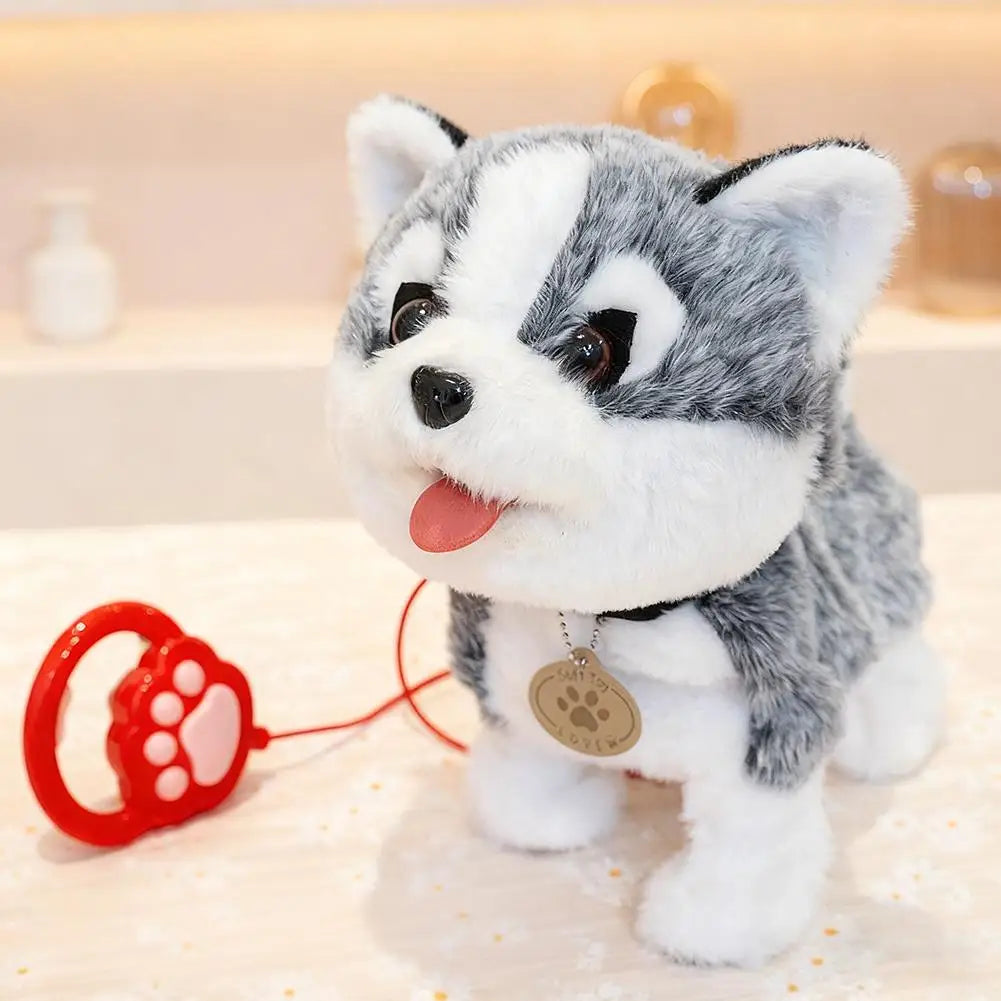 Interactive Plush Pet Toy with Walking Tail Wagging Voice Mimicry Touch Sensitive Remote Control Leash for Kids Gift