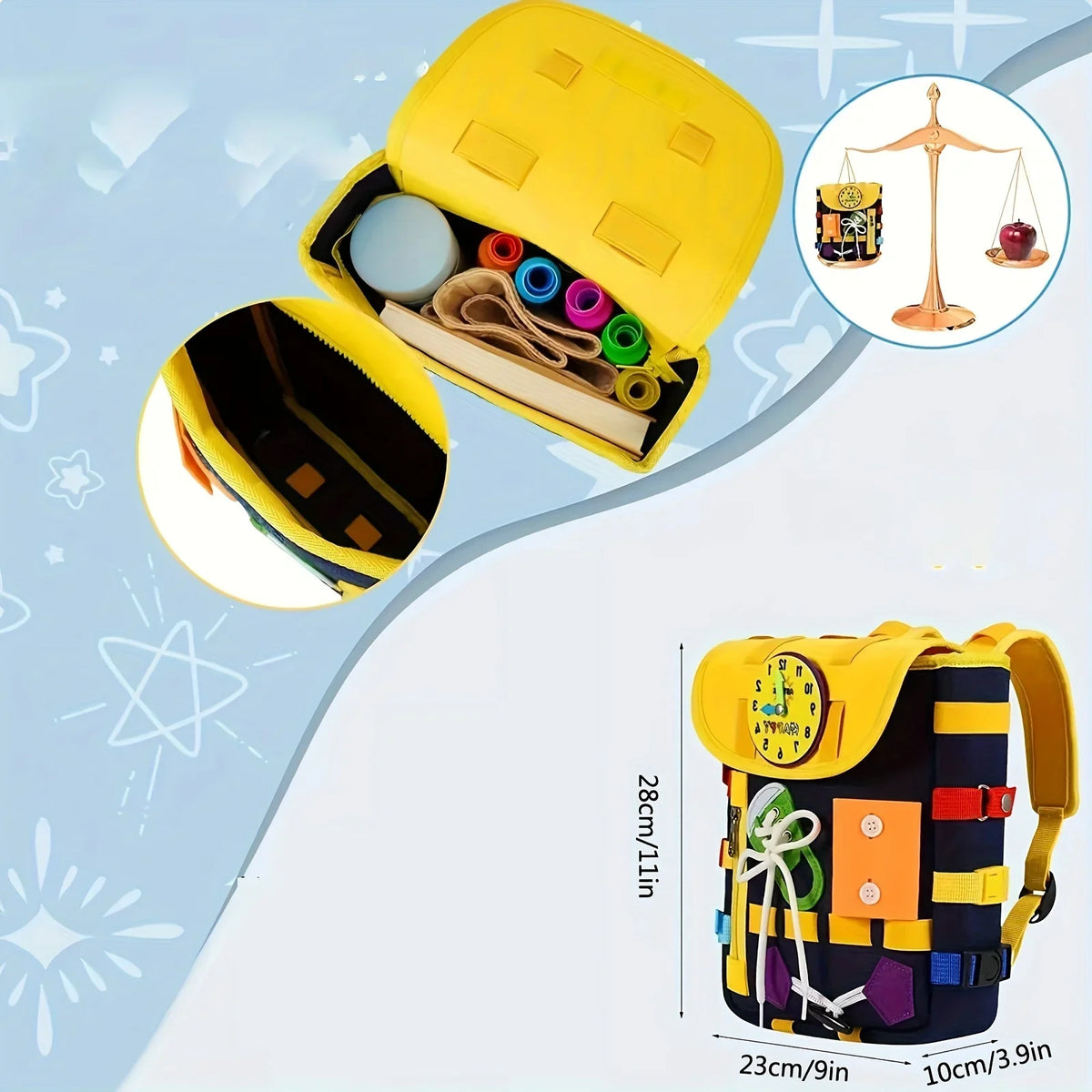Develop Fine Motor Skills & Basic Life Skills with Busy Board Toddler Backpack - Learn To Tie Shoes & More Christmas Gifts