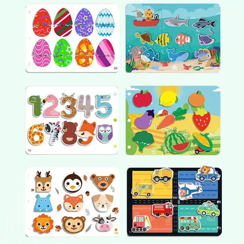 Montessori Busy Book for Kids Toddlers Educational Toys Baby Diy Paste Quiet Book Children Animals Numbers Matching Puzzles Toys