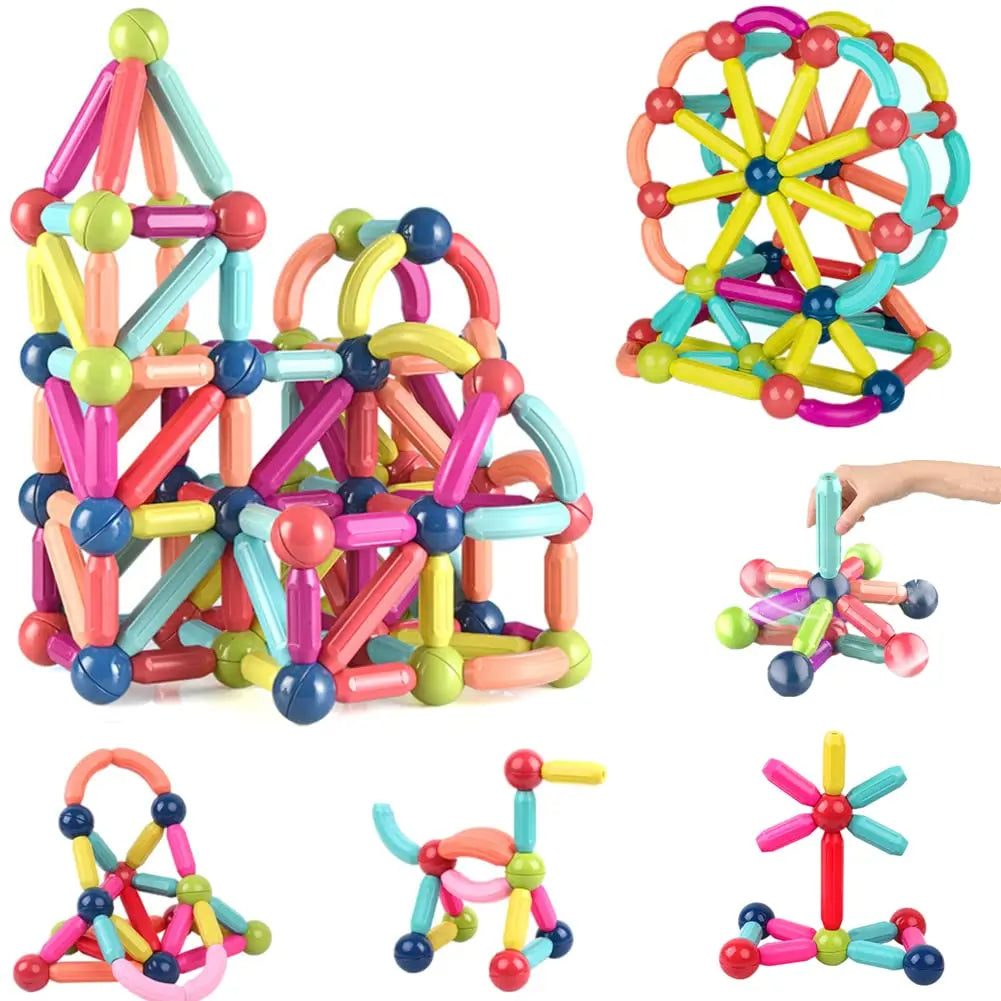 Montessori Educational Toy Magnetic Building Blocks Toy Magnetic Construction Set Magnet Ball Sticks Rod Games For Kids Baby