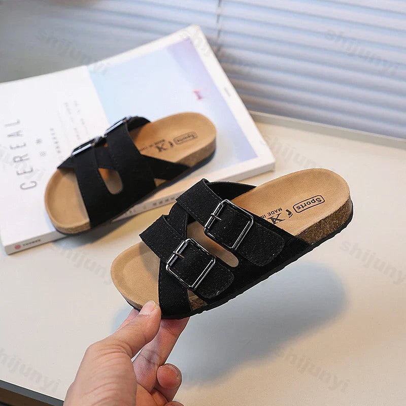 Children's Slippers 2025 Summer New Comfortable Non Slip Outdoor Fashion Boys Slippers Buckle Indoor Girls Kids Large Size 26-36