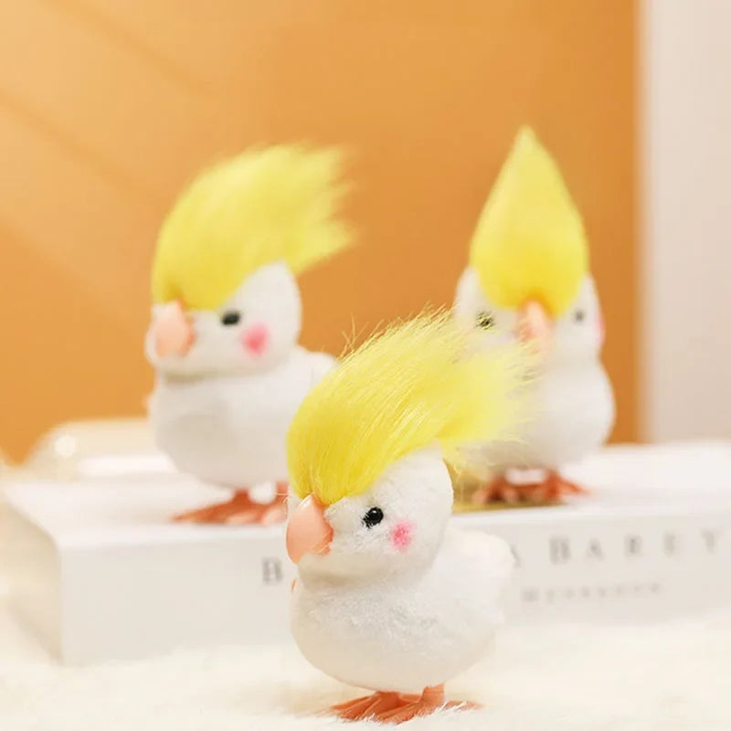 New Cute Jumping Parrot Chick Clockwork Toy Walking Simulation Plush Wind Up Vintage Toys for Kids 2 To 4 Years Old Toys Gift