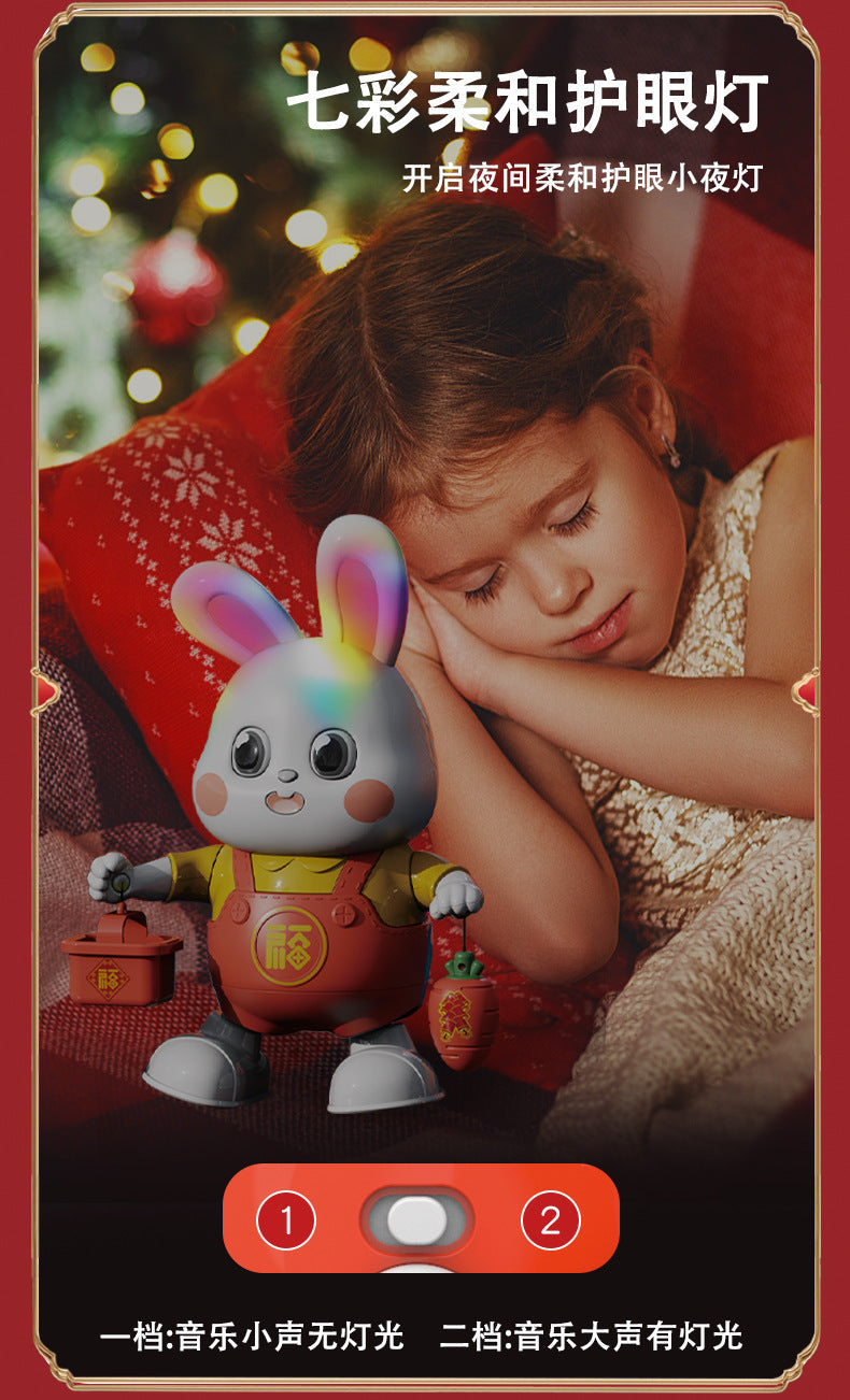 Electric Dancing Little Fu Rabbit TikTok Same Style Robot Light Music Children's Educational Luminous Toys