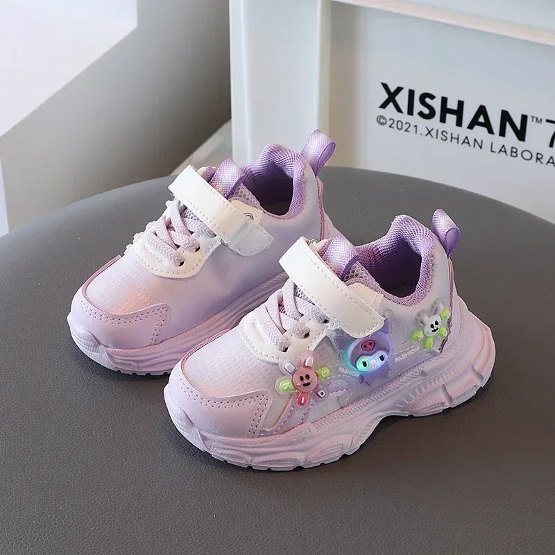 Sanrio hello kitty  cartoon running shoes children casual shoes lights kuromi Autumn and winter LED sneakers sports shoes