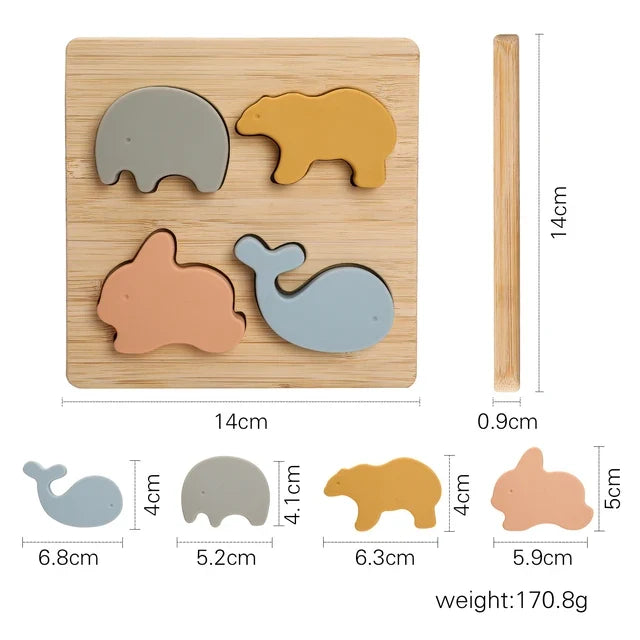 Baby Toys 3d Wooden Puzzle Forest Animals Jigsaw Puzzle Board Early Educational Montessori Wooden Toys for Children Gifts