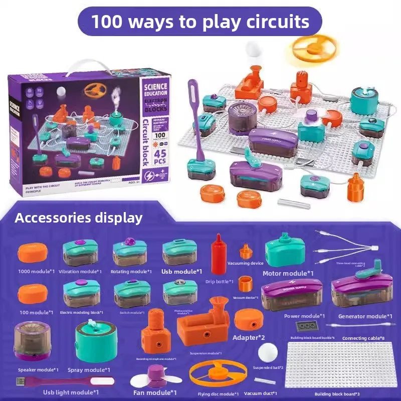 Circuit Experiment Building Blocks Toy Assembly Science Experiment Set Physics Enlightenment Wholesale DIY Science Education Ass