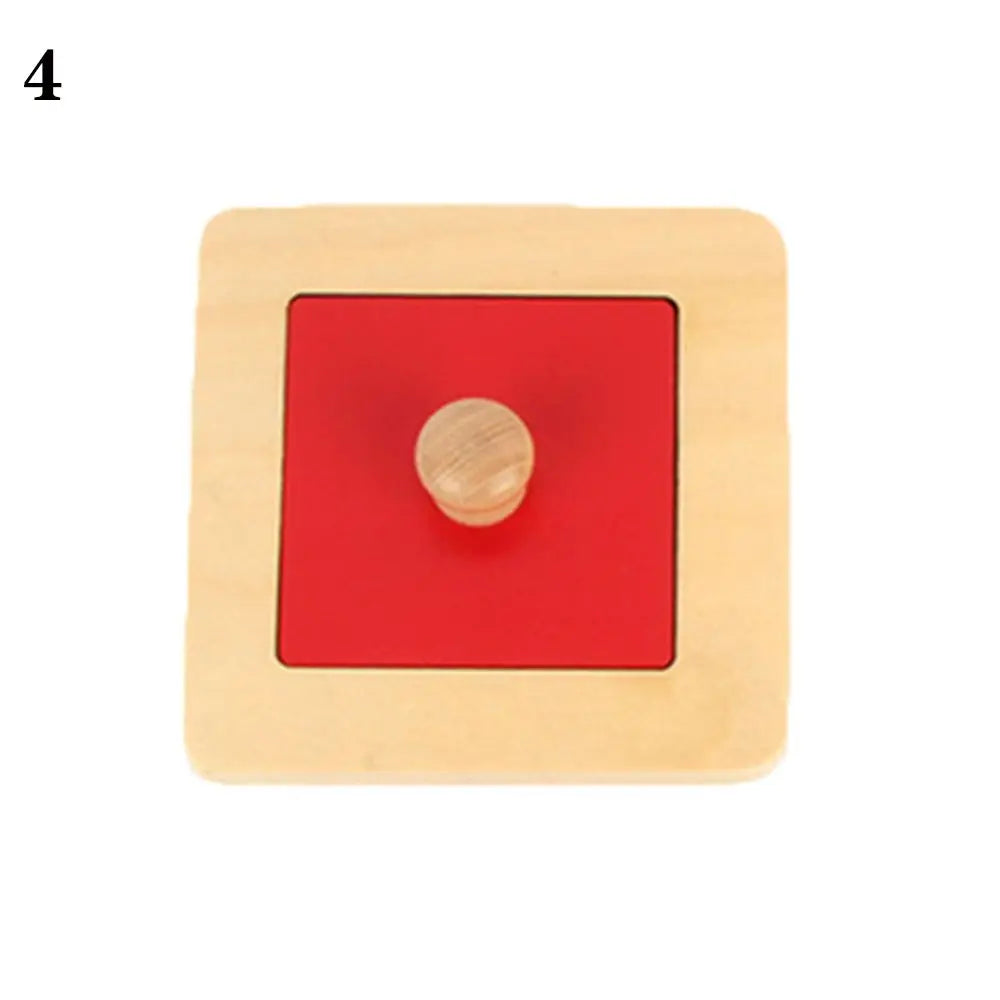Wooden Sensory Tactile Multiple Color Pegboard Geometric Shape Matching Toy Puzzle Board Knob Panel