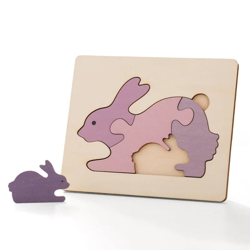 Wooden Puzzle Montessori Toys Baby Cartoon Ocean Animal Colorful Learning Education Block Toys Tangram Jigzaw Cognitive Kid Gift